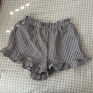 Gingham Ruffle Hem Women's Shorts